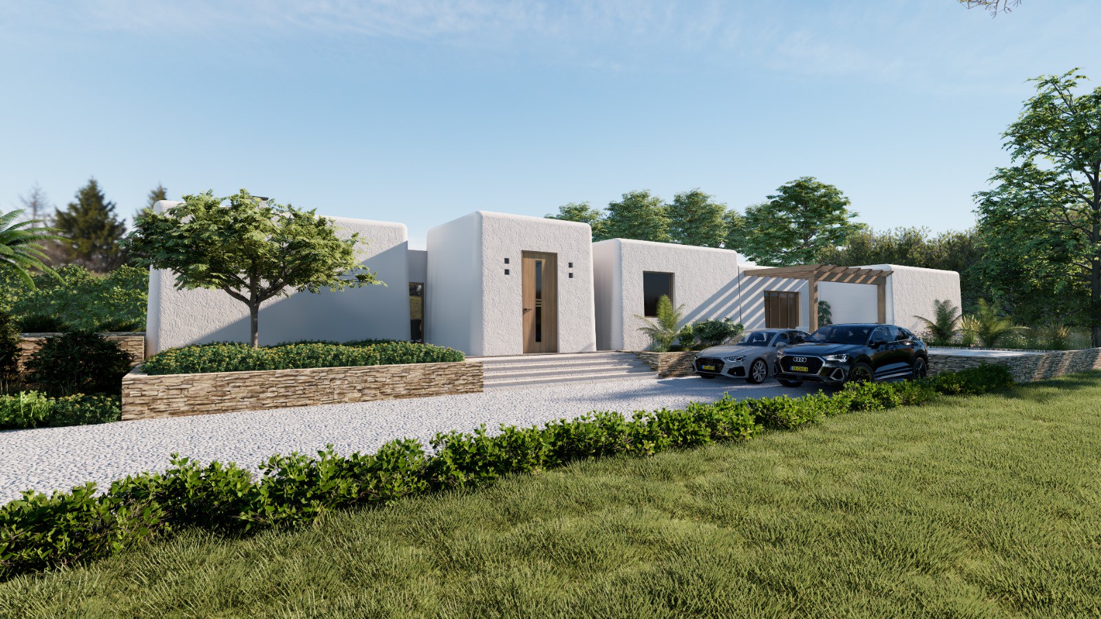 Modern country house under construction in proximity to Santa Gertrudis