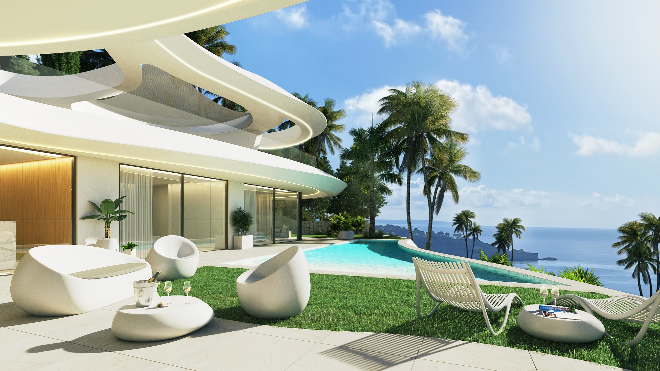 Designer villa under construction with breathtaking sea views